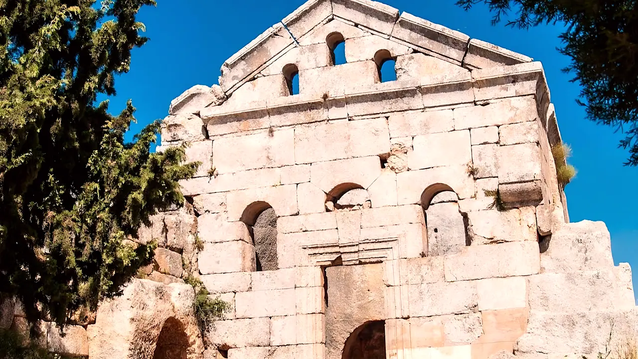 The monks' tombs, cut into a single rock mass